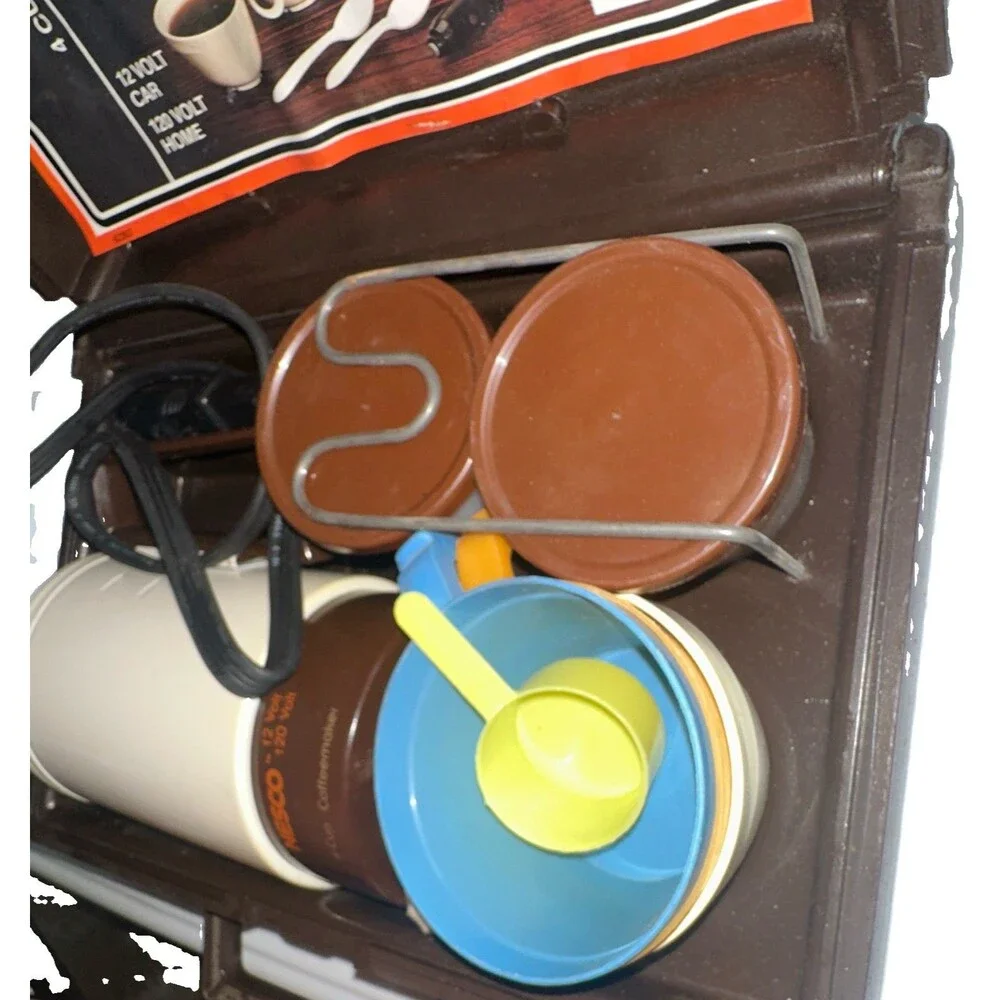 Vintage NESCO Home ’N Away 4 Cup Coffee Maker Travel Kit 12V 120V Case RV